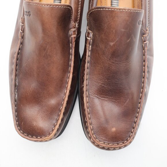 Ecco Classic Moc 2 Driving Loafers Men's Size EU 45 Brown Leather Slip On Shoes - Picture 10 of 10